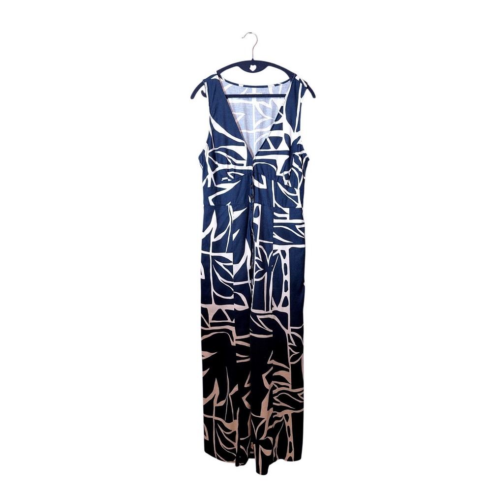 Marine Layer Camila Floral Blue Hemp A Line Women's Maxi Dress Size M